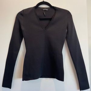 Tom Ford Black Long-Sleeve V-Neck Top